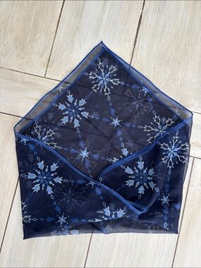 Talbots 100% Silk Scarf Navy Blue Light Blue Patterned